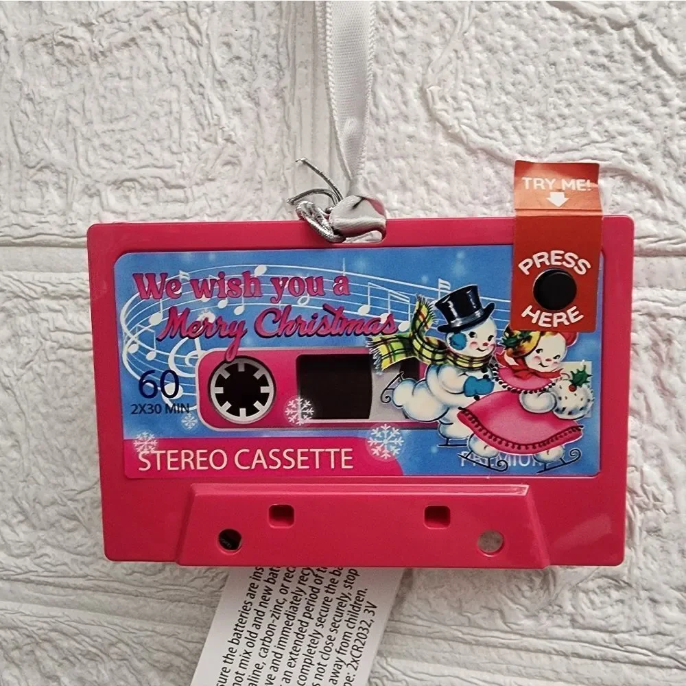 New Retro Santa Cassette Musical Ornament Plays